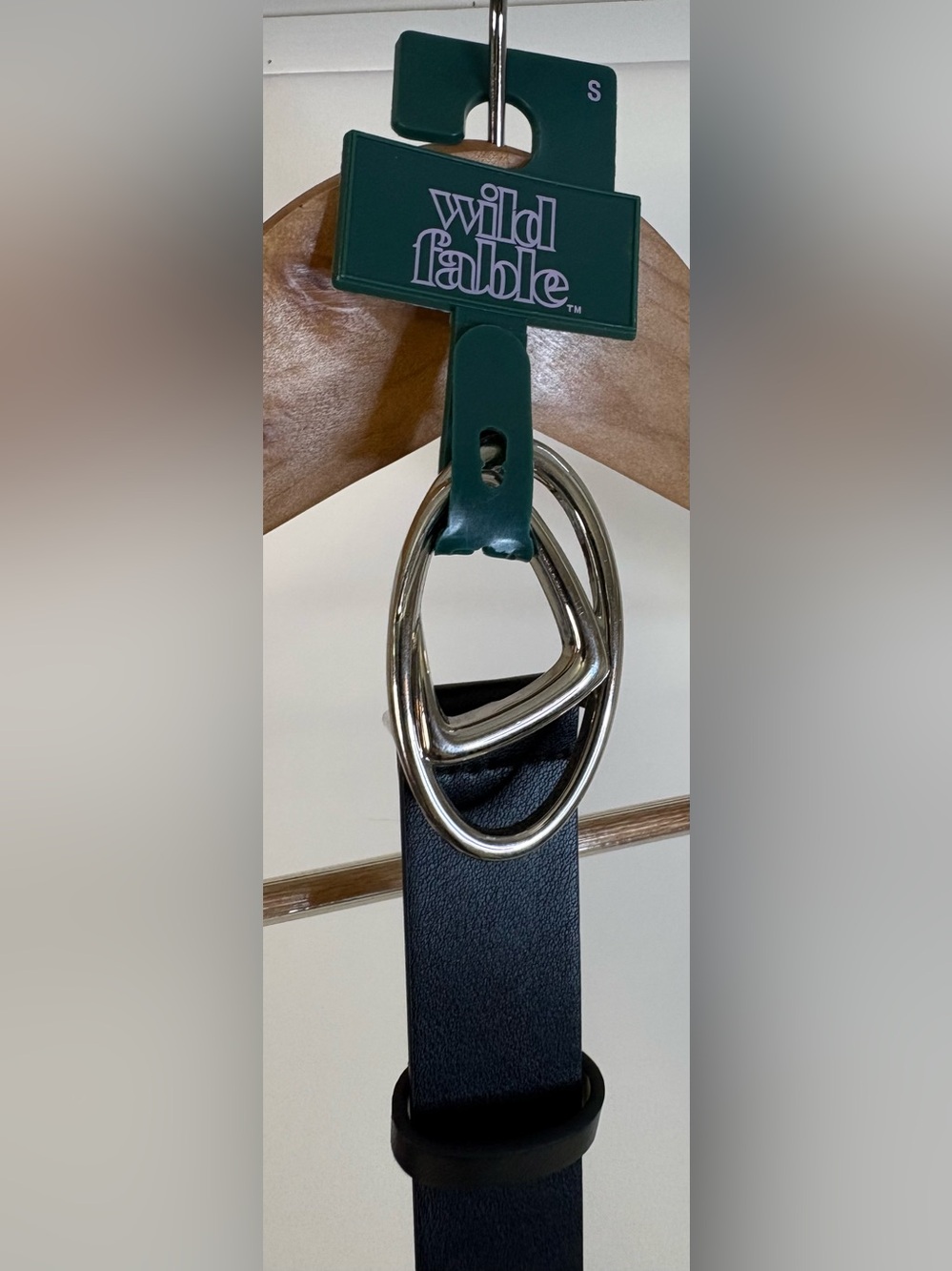 NWT - wild Fable - Black vegan Leather Belt with Silver Buckle Sz Small